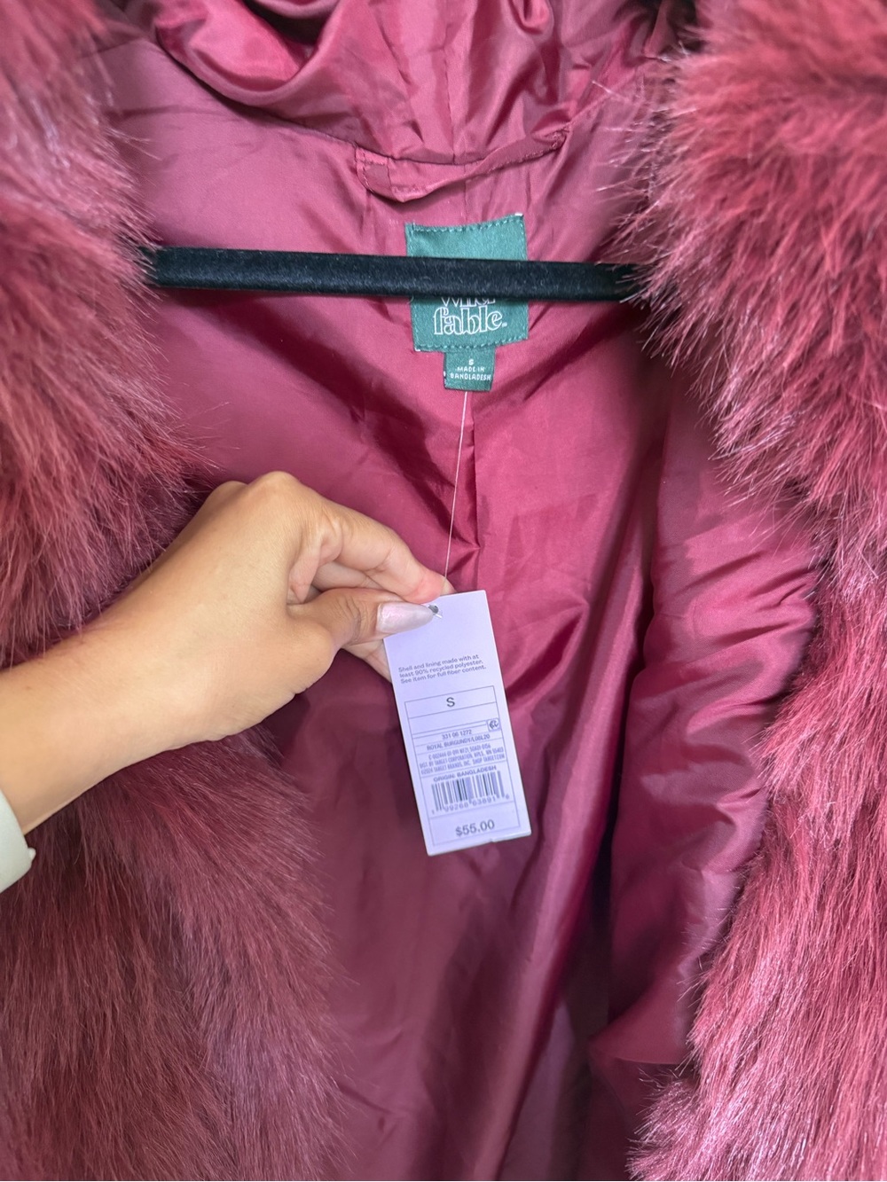 Wild Fable Burgundy Faux Fur Jacket S Y2K Mob Wife Glam Plush Coat - Picture 5 of 10